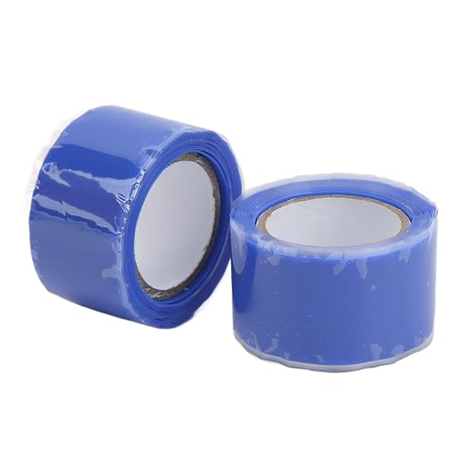 Walfront Self Fusing Silicone Tape, Silicone Repair Tape 2 Pack 1.5m X 2.5cm, Pipe and Hose Wrap, 76 to 500°F Heat Resistance, for Plumbing Emergency Leak Repair (Blue)