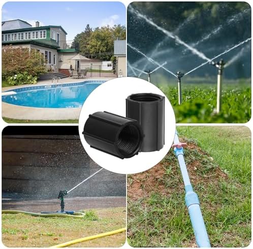 PEUTIER 12pcs 3/4 Inch Double Female Hose Connector, Female Threaded PVC Coupling with Sealing Tape Sprinkler Pipe Adapter Fitting for Garden Drip Irrigation Systems Work
