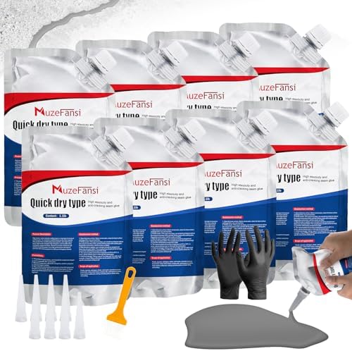 Cement Crack Sealant, Concrete Crack Filler, Flexible & Weather-Resistant Caulking Glue, Waterproof Concrete Repair for Driveways, Sidewalks, Walls, and Foundations (8 Pack)