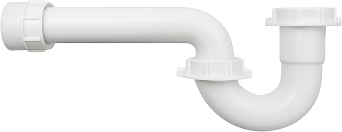 50 Pack 1-1/2 Inch P-Trap Kit, Polypropylene Tubular with PVC Marvel Adapter, Ribbed Threaded Nuts for Strong Leak-Free Connection, Includes J-Bend, Wall Arm & Washers, Made in USA