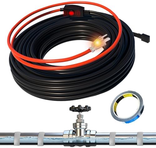 HEATIT ETL Certified 7W/ft Pipe Heating Cable with Thermostat 10 Feet | For metal & plastic water pipes, Straight-run installation, helps prevent frozen pipes during extreme winter conditions.