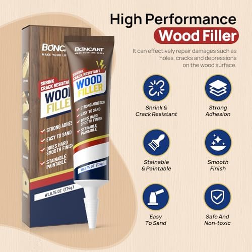 Boncart Wood Filler, 6.15 oz Paintable Wood Putty