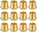 METALLIXITY 12PCS 1/2" MNPT x 3/8" FNPT Thread Brass Hex Bushing Extension | Brass Pipe Fittings, Tube Adapters Convert for Water Line, Tub Spout/Shower Head