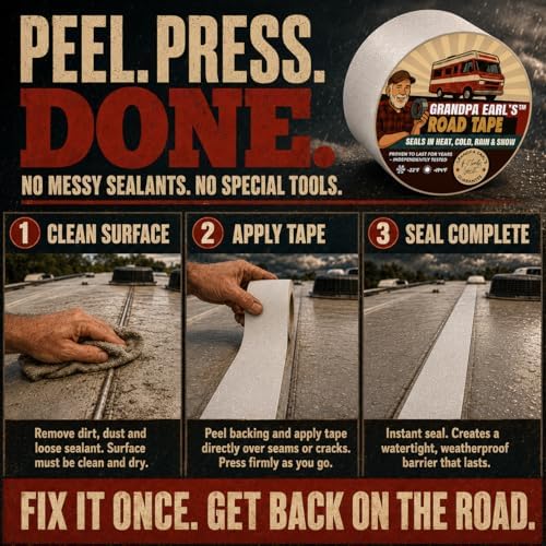 RV Roof Tape – Waterproof Butyl Seal 4" x 50' – Grandpa Earl's Road Tape