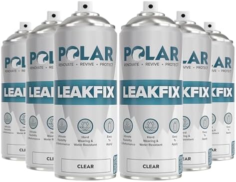 Polar Clear Leak Fix Spray - 6 x 13.5fl. oz - Waterproof Roof Sealant - Instantly Seals Leaks and Cracks, for Lasting Protection on Roofs, Drainpipes & Gutter Repairs- for Interior and Exterior Use