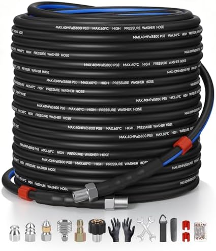 Sewer Jetter Kit for Pressure Washer 150ft, 1/4 Inch NPT, 5800PSI