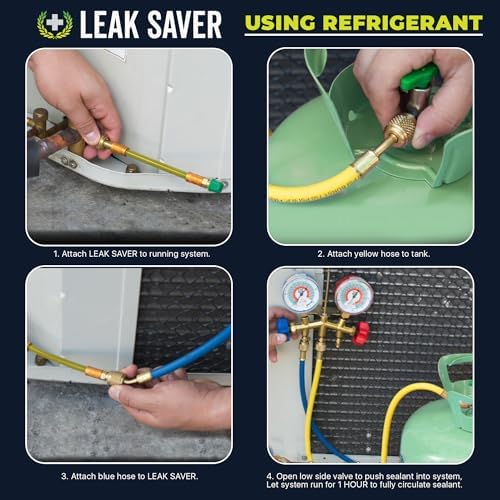 Leak Saver Direct Inject AC Leak Sealer Small System | AC Stop Leak for Most HVAC Systems Up to 1 Ton | Works with All Systems & AC Refrigerants | Made in the USA