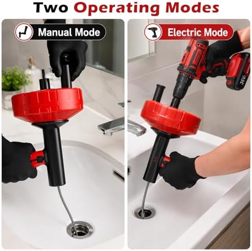 46 FT Drain Snake 11-in-1 Double Mode Drain Auger Tools
