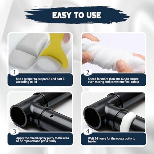 Epoxy Putty - 400g Fast Repair White AB Epoxy Clay, High Strength 2 Part Filler Fix Leaks, Cracks, Filling, Multi-Purpose Sculpt Clay for Metal, Ceramics, Plastic, Wood, Tile, Concrete