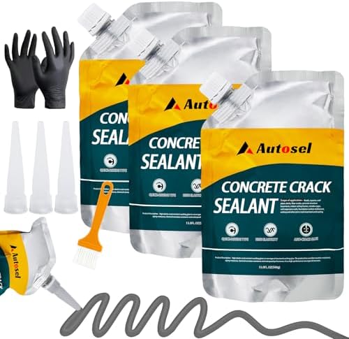 Concrete Crack Filler, Exterior Cement Crack Filler, Self-Leveling Cement Crack Repair Sealant, Fast Drying, Effectively Repairs Cracks in Driveways, Patios, Sidewalks, and Asphalt Pavements - 3 pcs