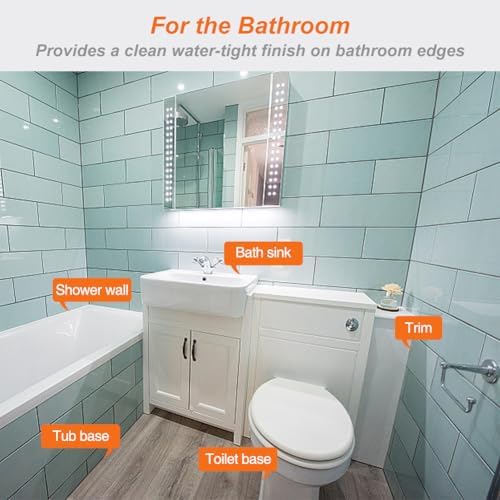 Black Waterproof Caulking Tape Self Adhesive, Tub Shower CaulkTape, Bathtub Caulk Strip Sealer Trim Bath Floor Tile Wall Toilet Caulk, Bathroom Accessories, Kitchen Tape, Better Than Silicone Caulk