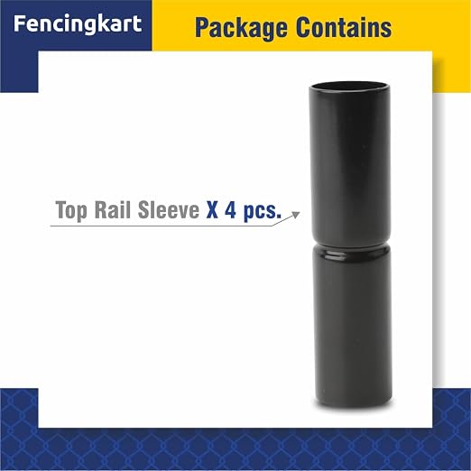 Top Rail Sleeve 1-5/8 inch,for 1-5/8 OD Pipe, Black Coated, Chain Link Fence, 4 Pieces (Black, 1-5/8"x6)