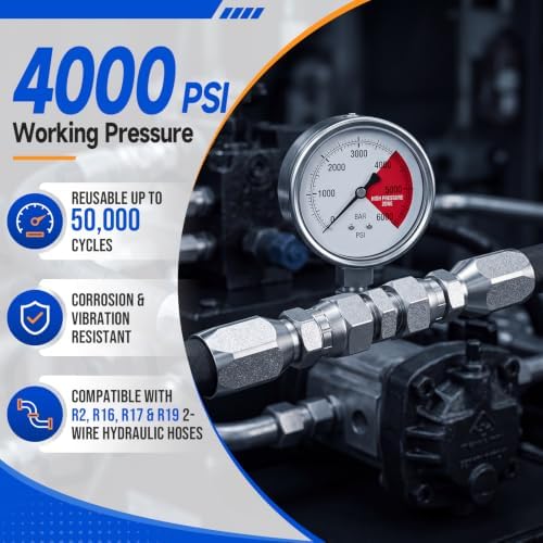 3/8" Hydraulic Hose Repair Kit, Compatible with 2-wire R2/r16/r17 Hoses