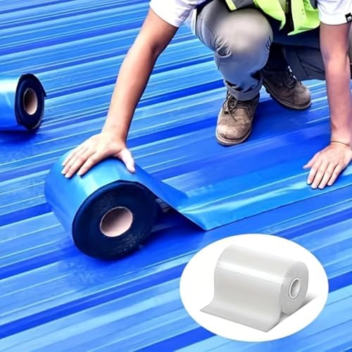 Waterproof Sealant Tape Self Adhesive Rubberized Asphalt Tape for RV Roof Metal Roof Corrugated Roof Leak Repair UV Resistant Heavy Duty Waterproofing Membrane(Silvery, 19.68in*196.85in)