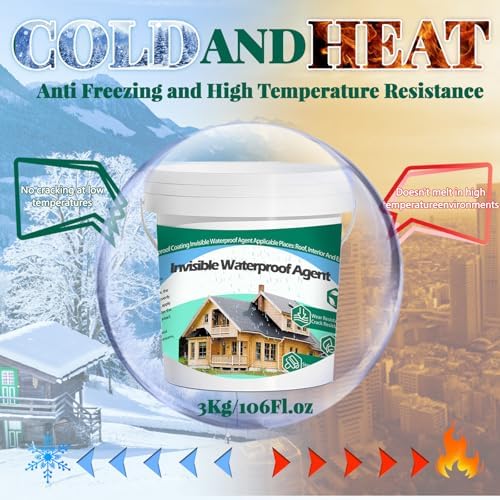 3Kg/106Fl.oz Invisible Waterproof Agent Indoor&Outdoor Waterproof Coating Set Transparent Liquid Sealant with Wooden Brush Resistant Work Gloves Putty Knife Cut Paint Roller