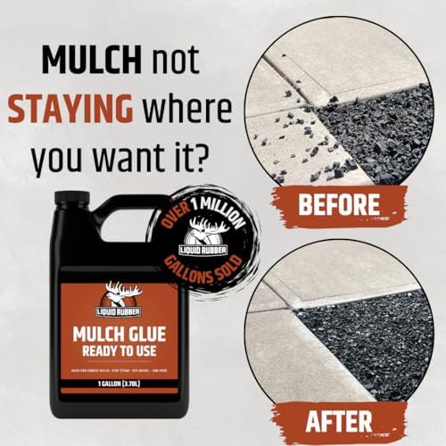 Liquid Rubber Pre-Mixed Mulch Glue for Landscaping, Gardens, Pack of 4 x 1G