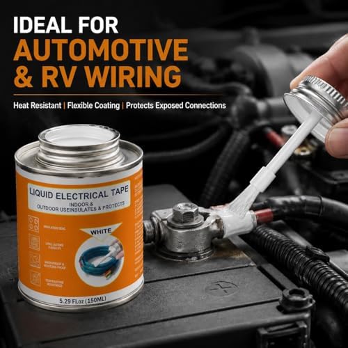 5.29 oz Liquid Electrical Tape Quick-Drying Insulating Glue with Brush Cap - Quick-Dry Waterproof Sealant for Wires, Cables, Connectors, Outdoor & Automotive Electrical Equipment (White)