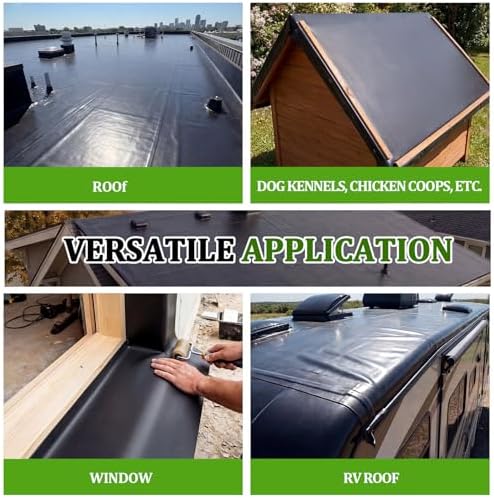 Pushglossy 1 Roll EPDM Rubber Roofing Membrane 50 Mil, 39" x 10 Ft, Black