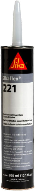 SIKA Sikaflex-221 Multi-Purpose Polyurethane Sealant/Adhesive, 10.1 fl oz, White – Fast-Curing, Permanent Elastic Bond, Weather-Resistant, Sandable & Paintable