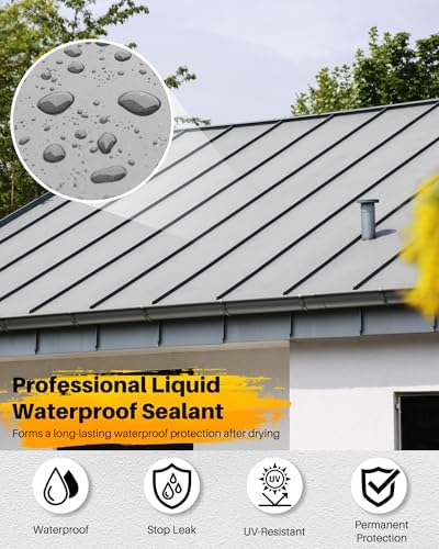 Polyurethane Waterproof Coating, Roof Leak Crack Repair, 1 Gallon, Grey