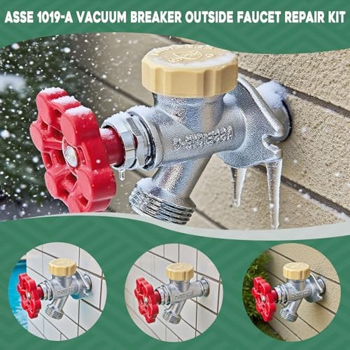 Universal Outdoor Faucet Repair Kit, Anti-Siphon Frostproof Faucet Valve Hose Faucet Fitting Repair Kit for VACVBKX1B Vacuum Breaker, Metal Handle