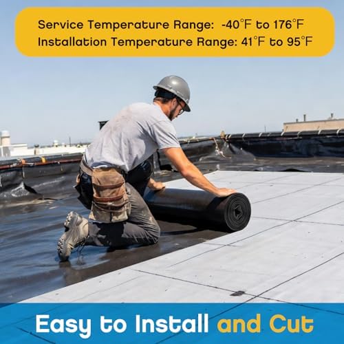 Epdm Rubber Roofing, Waterproofing Membrane, 27.5 Mil, 30 ft X 20 Inches