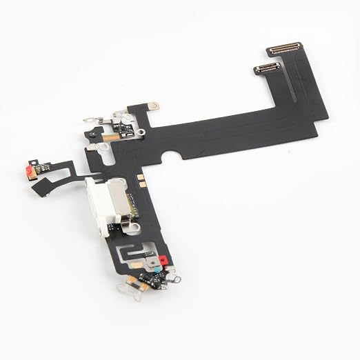 for iPhone 12 mini Lightning Charging Port Replacement Black Dock Connector Flex Cable Assembly with Waterproof Tape & Tool Kit A2176 A2398 A2400 A2399 (White)