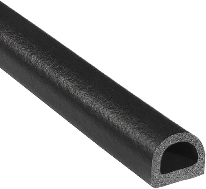 TRIM-LOK D-Shaped Rubber Seal with High Tack Tape, 0.53-Inch Height, 0.75-Inch Width, 100-Foot Length, EPDM Foam Weather Stripping for Door Frame, Window Insulation, Cars, Trucks, RVs, and Boats