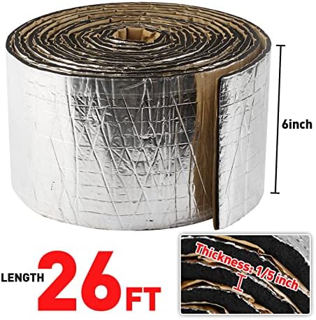 Pipe Wrap Insulation 1/5 Inch Thick Pipe Insulation High Density Waterproof Foam Tape with Self Adhesive Application for Hot or Cold Pipe 26FT Length× 6 Inch Width