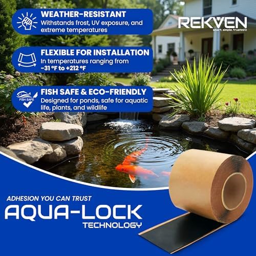 Pond Liner Seam Tape, Double Sided Butyl Adhesive, 30 Ft x 3 in | Bonds EPDM PVC HDPE LDPE RPE LLDPE, Waterproof Sealer, Repair and Patch, Fish Safe, Koi Ponds, Water Gardens