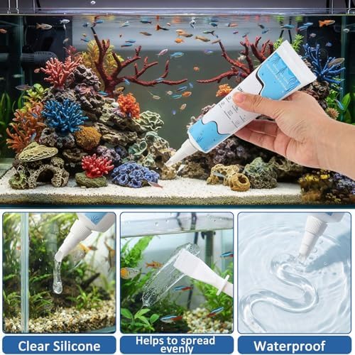 Threlaco 4 Pcs Clear Aquarium Silicone Sealant 120ml Underwater Sealant