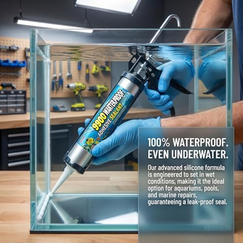 Clear 9900 Silicone Waterproof Sealant for Roof, Wall, Fish Tank, RV & Metal Repair | Heat, Tear, Stretch & UV Resistant, Non-Toxic