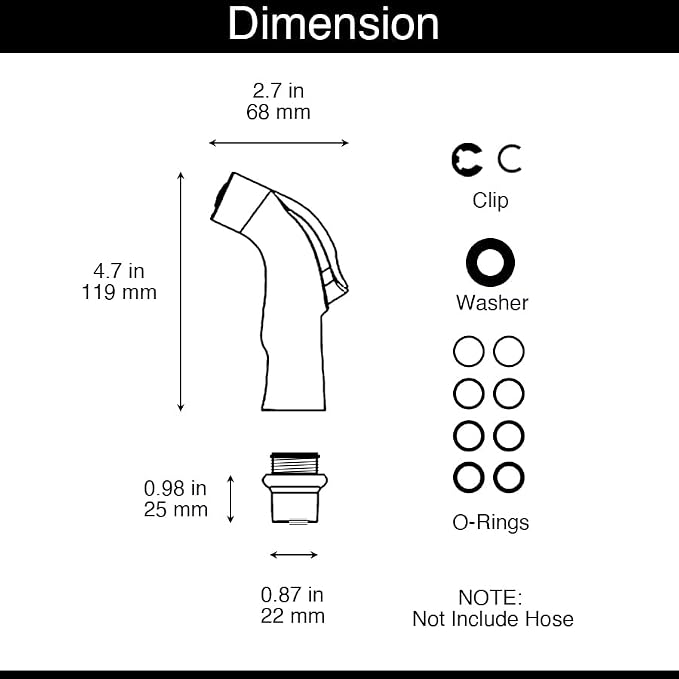 Universal Fit Sink Spray Attachment, Kitchen Side Sprayer Head, Pull Out Spray Head, Faucet Sprayer Replacement for Delta, Moen, Kolher and Other OEM Brands, Brushed Nickel Finish, Ergonomic Design