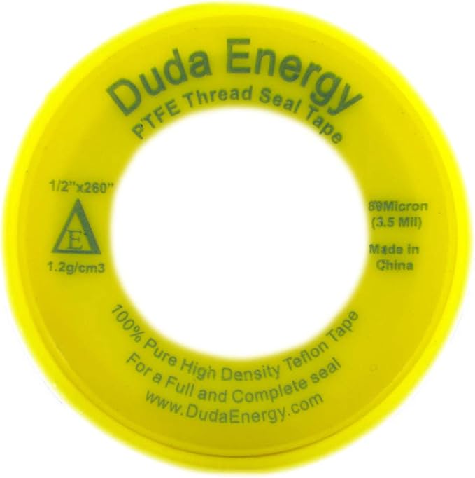 Duda Energy 1 Roll of 3/4" x 260" Yellow Teflon Thread Seal Tape 1.2g/cm³, 89 Micron / 3.5 Mil, Pipe Sealant