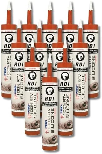 Red Devil 08090I RD PRO 100% Heat Resistant RTV Silicone Sealant, 10.1 oz., Red, 12 Pack, Made in USA