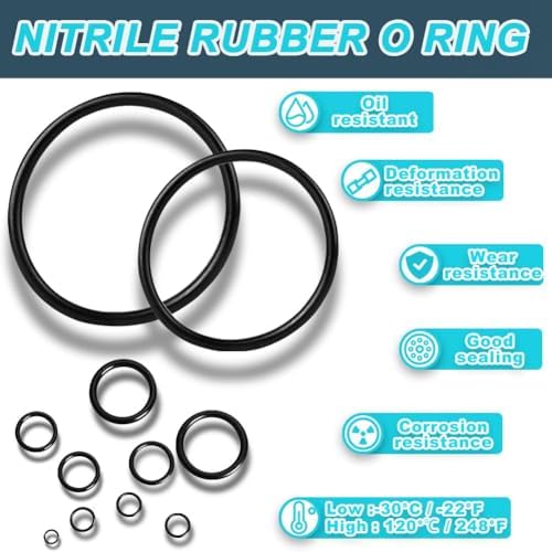 KEZE 400 Pcs Hydraulic O-Ring Flat Face Fittings 9 Size Buna-N 70A O Rings Seal Kit for Hydraulic Fitting,Cylinders,ORS/ORFS Flat Face Hydraulic Fittings (Flat Face Size 1/4"-2")