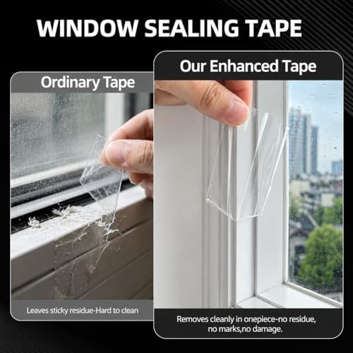 33FT Clear Caulk Tape Self Adhesive Wall Waterproof, Door Window Seal Tape