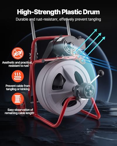 VEVOR Drain Cleaner Machine 75 FT x 1/2 Inch Auto Feed Sewer Snake Auger