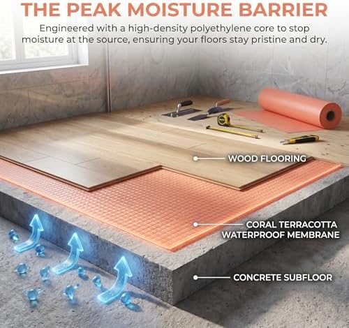 Waterproof Membrane for Shower 4 ft x 90 ft | 20Mils Thickness Waterproofing Membrane | Ideal for Shower, Tile Flooring, Sauna Bathroom Walls, Tile Underlayment