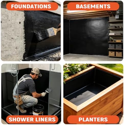 SENVEN Foundation Sealant, 35oz Rubber Silicone Waterproof Sealant Basement and Foundation Sealant, Black, Waterproof Concrete Sealer & Crack Filler - Flexible Waterproof Coating Indoor Outdoor