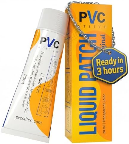 PVC Stitch Liquid Patch – Air Mattress Patch Kit Heavy Duty, Inflatable Patch Glue for PVC & PU, Inflatable Boats, Rafts, Kayaks, SUP, Hot Tubs, Waterbeds, Bounce Houses. Waterproof, 3-hr Cure, 20 ml