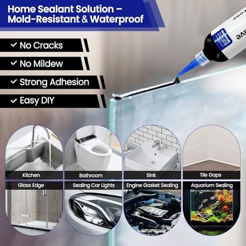 RTV Silicone Adhesive Sealant – 100% Silicone Waterproof Caulk, Strong Bond, Shrink & Crack Proof – Automotive Gaskets, Engine, Sunroof, Headlights, Windows & Home Repairs (Black, 30g/1oz)