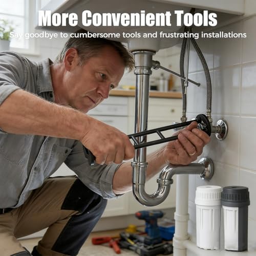 Plumbing Repair Wrench, 2 PCS Multifunctional Sink Wrench Tool with Four-Jaw Hex Design, Under Sink Wrench Faucet Tool, Plumbing Wrench for Kitchen Bathroom Faucet Installation and Repair (A-B)