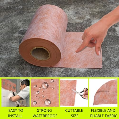 Waterproof Membrane 23.6mils 9.7in x 98Ft/81 Sq Ft Tile Membrane for Shower