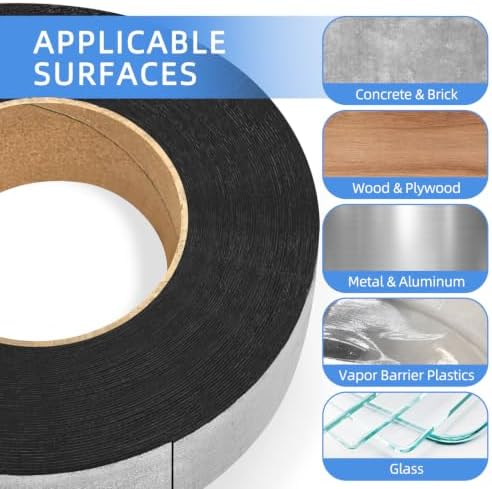 Double Sided Butyl Sealant Tape, 2" x 82' - 28 Mil Thick Black Vapor Barrier Butyl Tape for Crawl Space Wall Liner, Concrete, Foundation, Waterproof Adhesive for RV & Window Repair