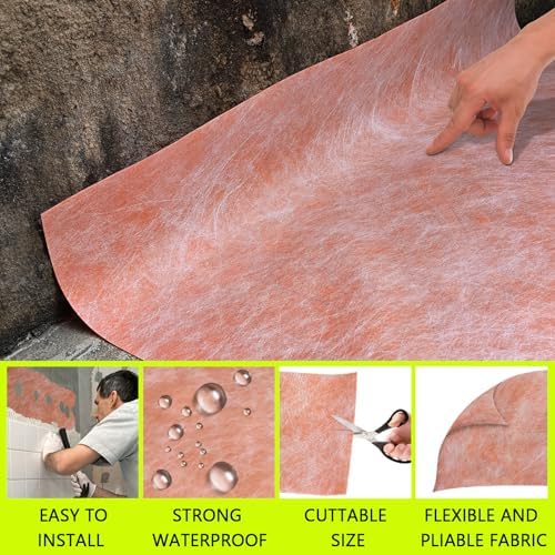 Waterproof Membrane 23.6mils 3.3x98.4'/323 Sq Ft Tile Membrane for Shower