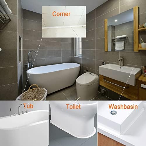 TOUSEA White 1.5" x10.5ft Caulk Tape for Tub, Toilet, Sink, Peel and Stick | White or Clear Sealing Tape for Toilet, Tub, Sink, Bath Peel and Stick Backsplash - Renter Friendly, Easy Install
