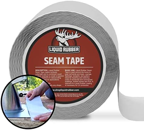 Liquid Rubber RV Roof Coating - Solar Reflective Sealant Bundle - 5G Sealer, 1G EPDM Primer, 4inx50ft Seam Tape, 1 Tube of Caulk