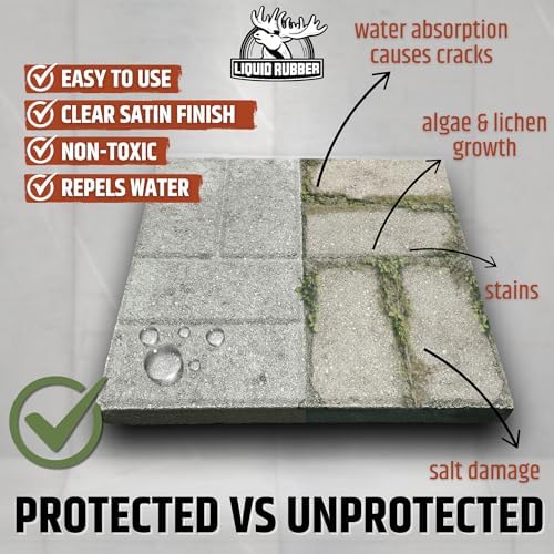 Liquid Rubber Concrete & Stone Sealer, Clear, Waterproof, Satin, 1 Gallon