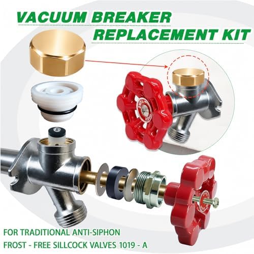 Gold Metal ASSE 1019-A Vacuum Breaker Check Valve Repair Kit, Anti-Siphon Replacement Parts, Corrosion Resistant, Solid Brass Top Cover, Plastic Body, Plunger & O-Ring, 2 Pack